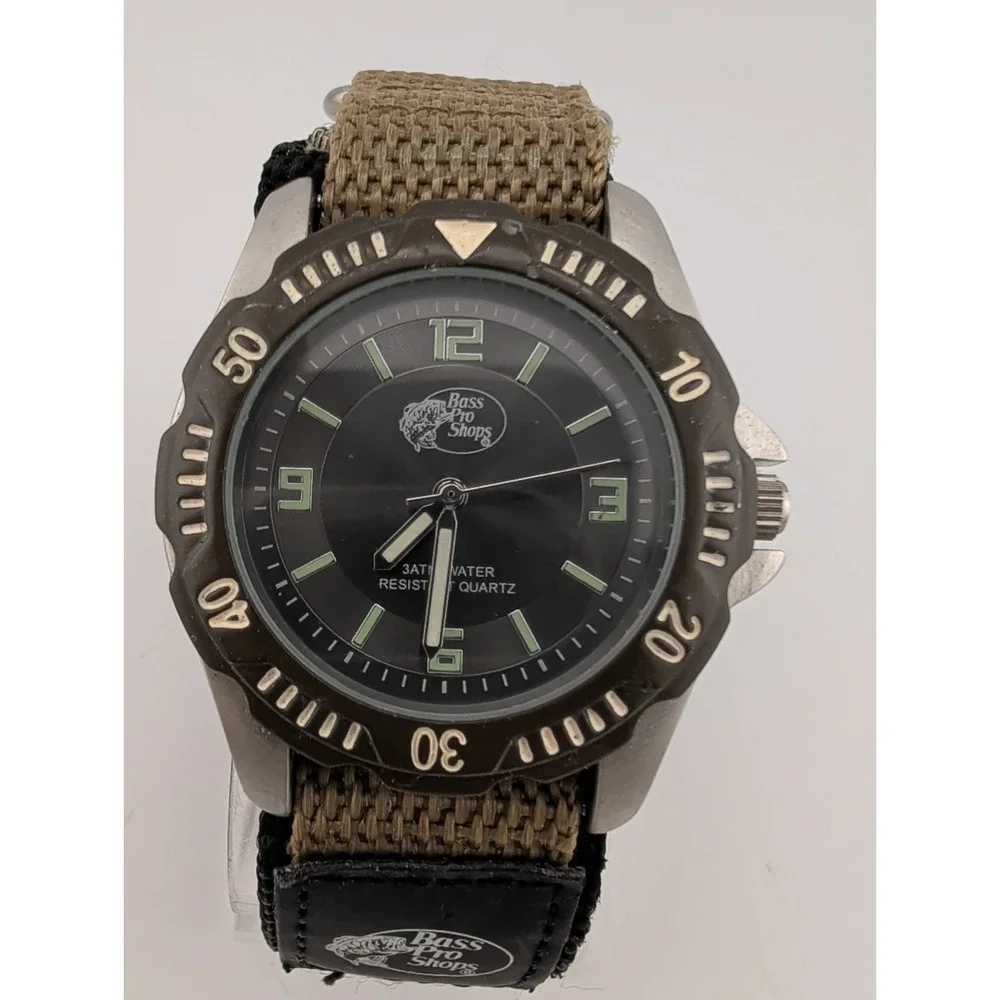 Bass Pro Shops Men's Watch 41m Case Nylon Band- New Battery